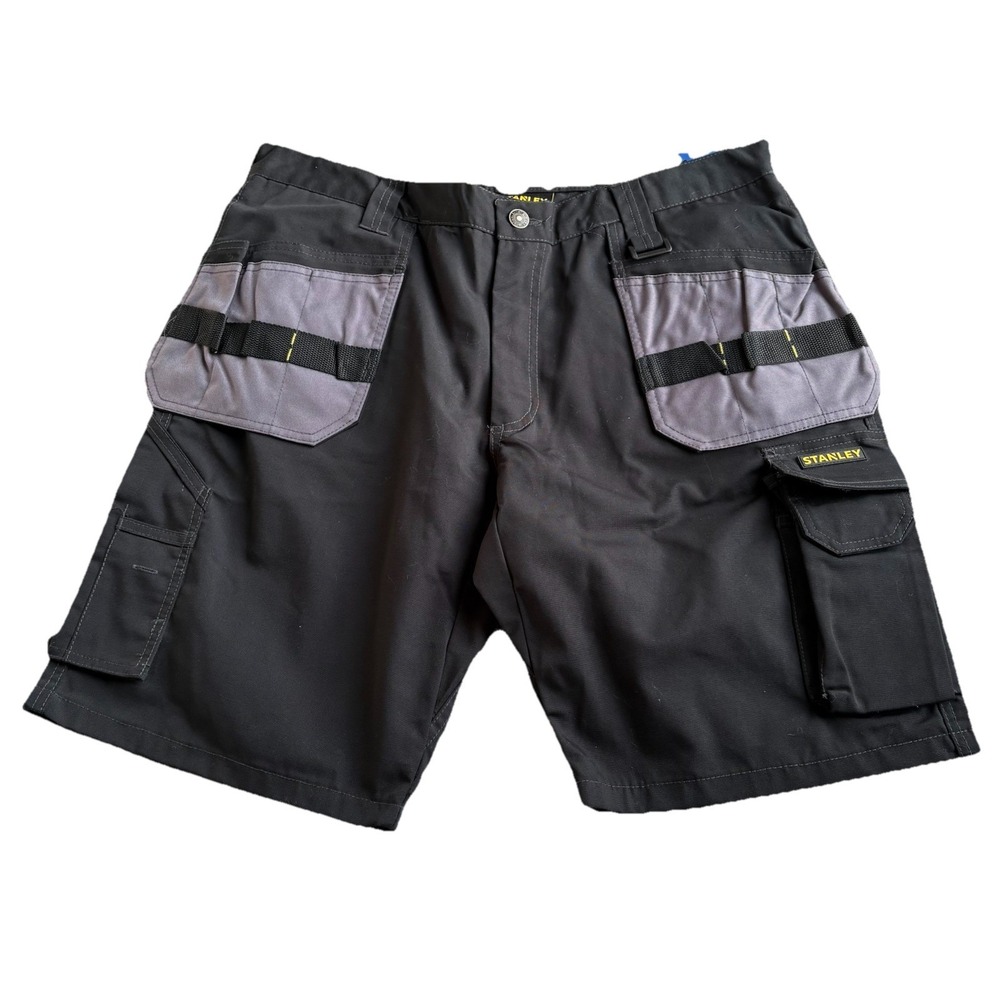 Stanley Workwear Shorts Mens 36 Black Canvas Cargo Utility Chandler SXWG226E NEW